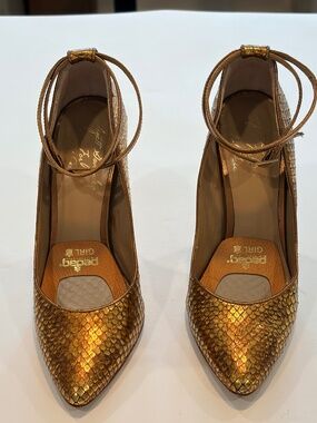 Lizette Gonzalez for Belvedere Genuine Python Metallic Bronze Ankle Stp Stiletto